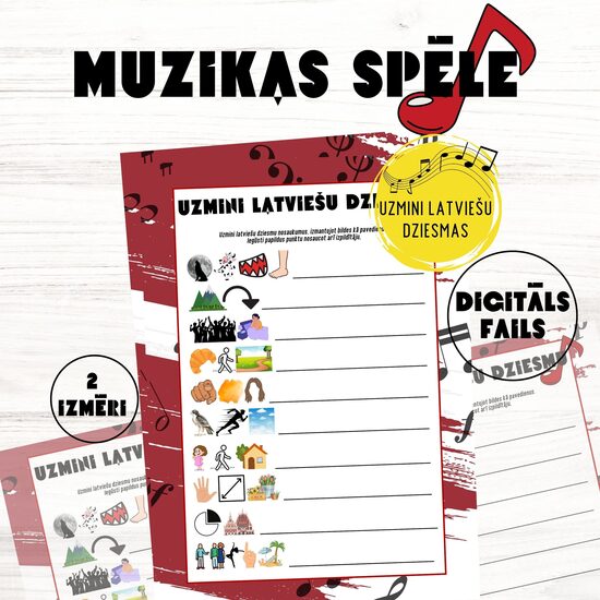 Spēle "Uzmini Latviešu Dziesmu", digitāls PDF fails